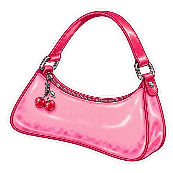 A pink miniature shoulder-bag design.