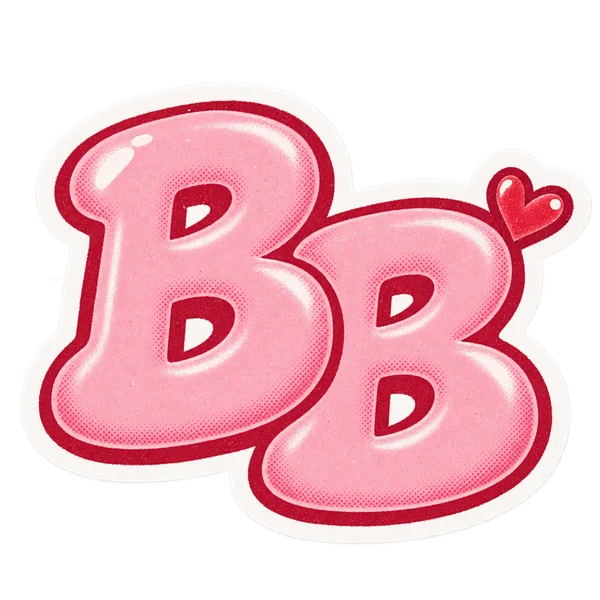 A pink BB monogram with a small heart.